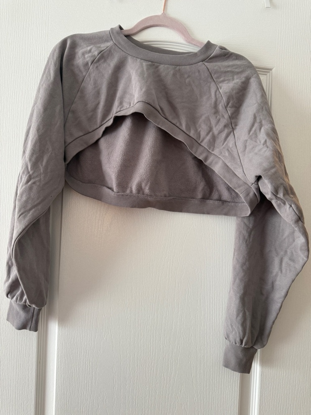 H&M Cropped Long-Sleeve Pullover - Gray